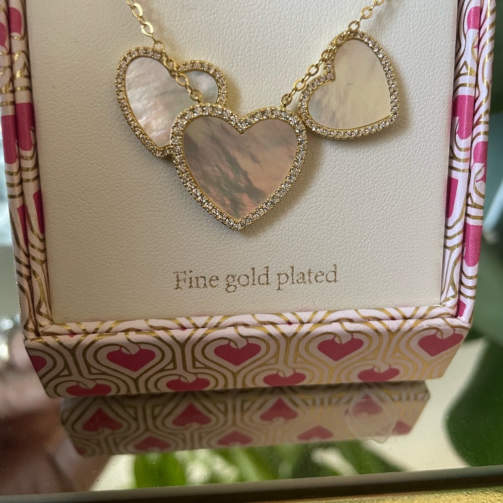 Stella Rose London gold mother of pearl Heart necklace & earring set whimsical